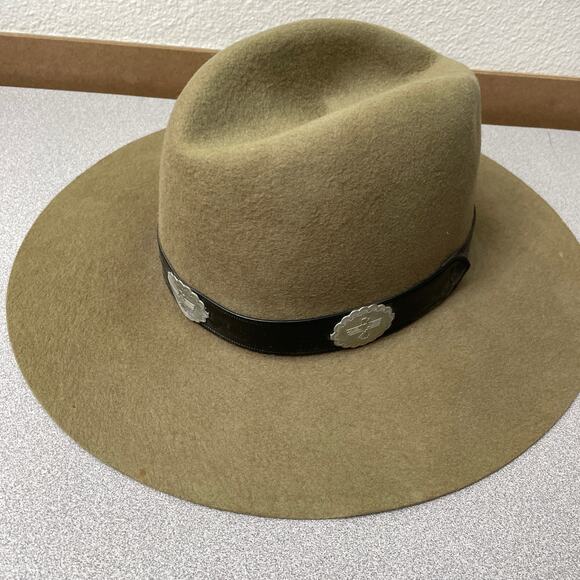 Dorfman Pacific Gunslinger Hat Green Wool Felt Leather Band Concho Thunderbird 7 - Picture 6 of 14